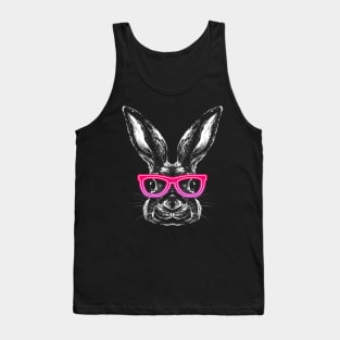 Hipster Bunny Rabbit Face Glasses Vintage Animal Lovers Tank Top